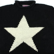Chunky Wool Knit Star Jumper - Black