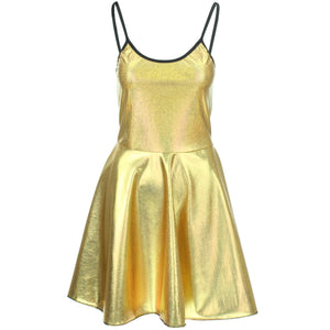Glänzendes Trägerkleid – Gold