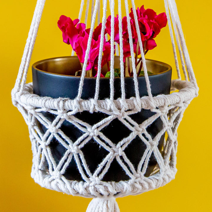 Macrame Hand Woven Rope Hanging Planter - Large (19cm Pot)