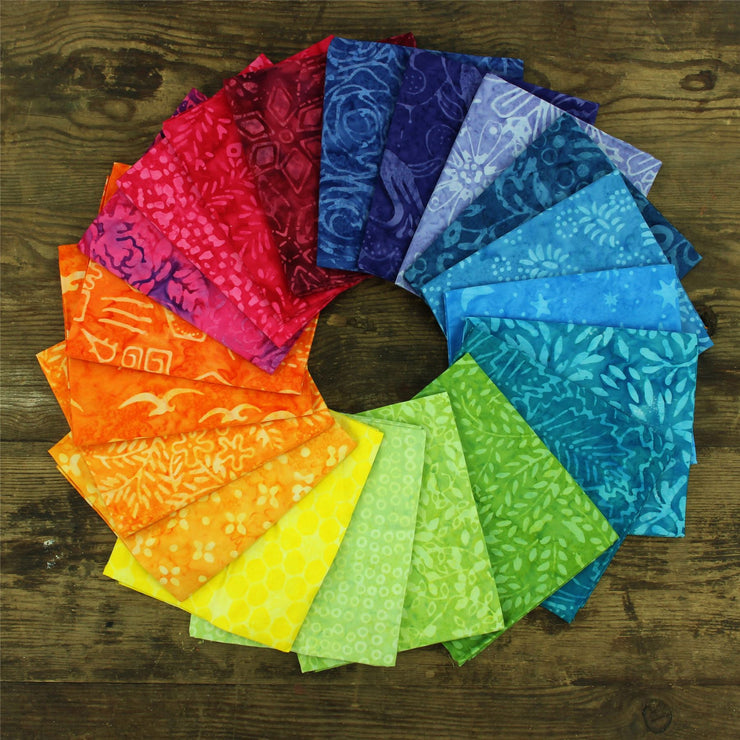 Cotton Batik Pre Cut Fabric Bundles - Fat Quarter - Rainbow