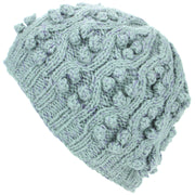 Acrylic Knit Beanie Hat - Light Grey