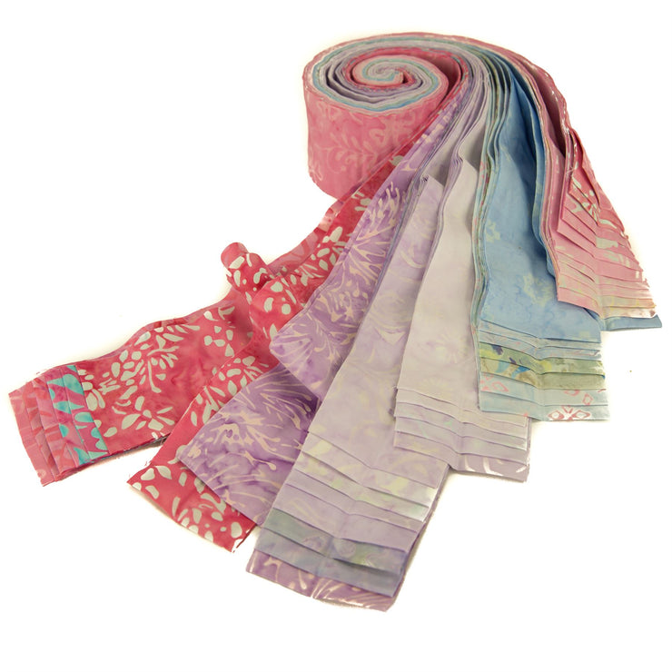 Cotton Batik Pre Cut Fabric Bundles - Jelly Roll - Pastel Pink