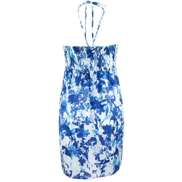 Halterneck Wrinkle Dress - Blue Blossom