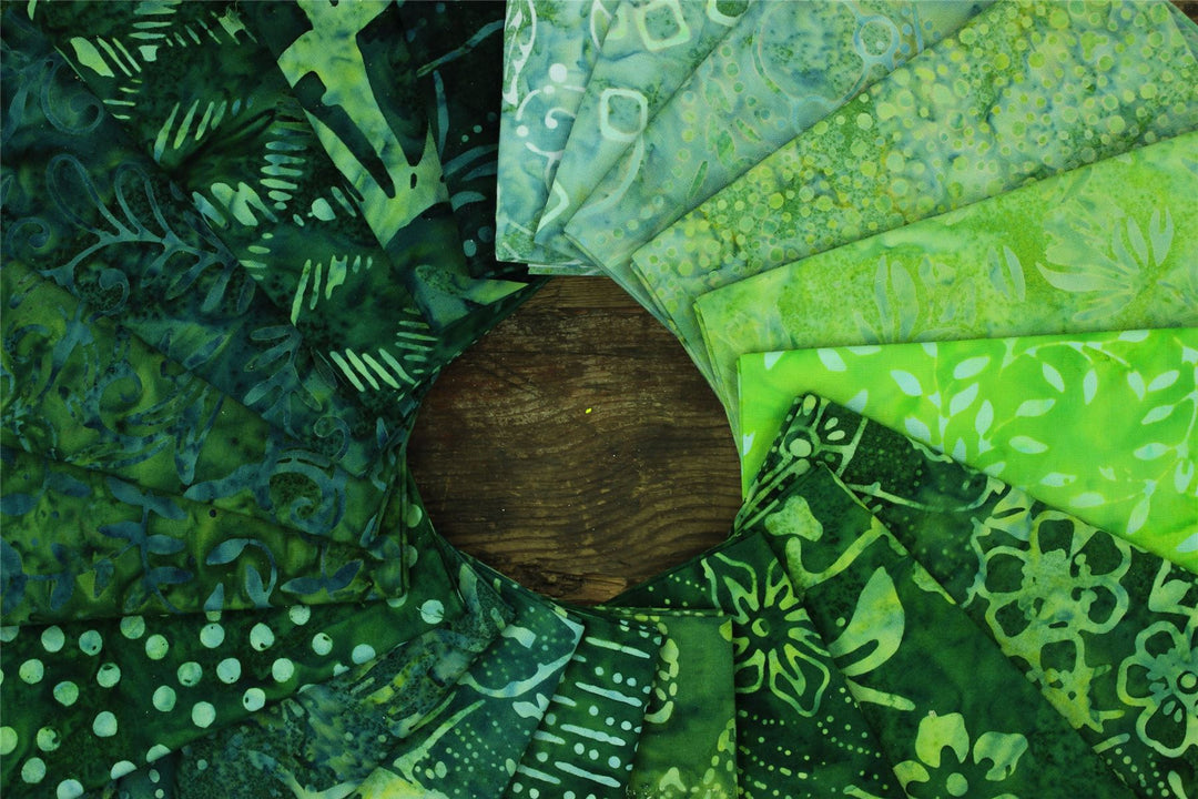 Cotton Batik Pre Cut Fabric Bundles - Fat Quarter - Jungle Green