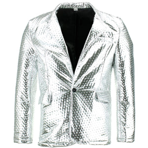 Glänzende, metallisch geprägte Jacke – Silber