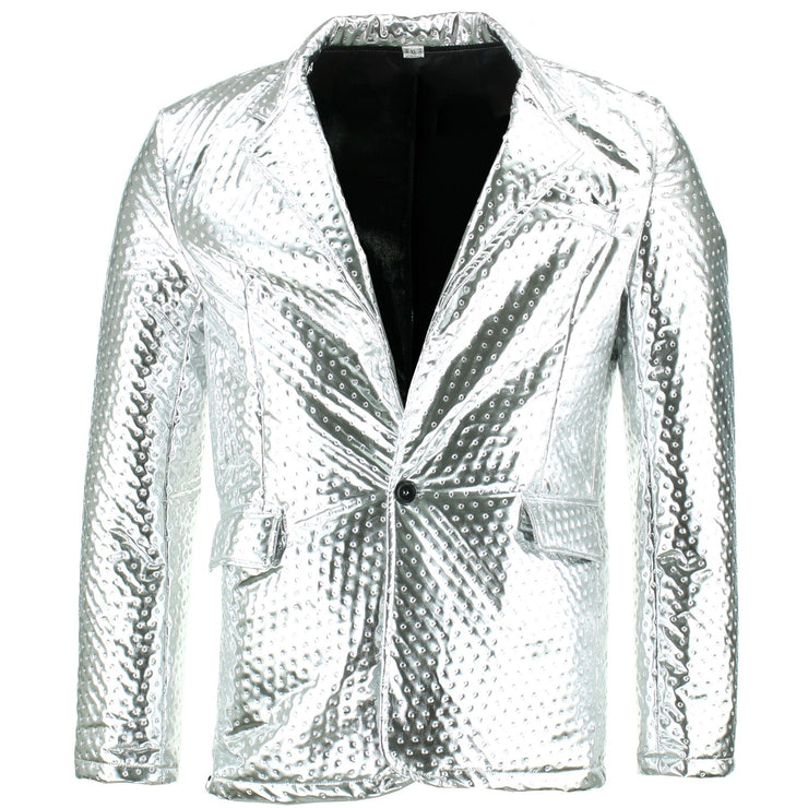 Shiny Metallic Embossed Jacket - Silver