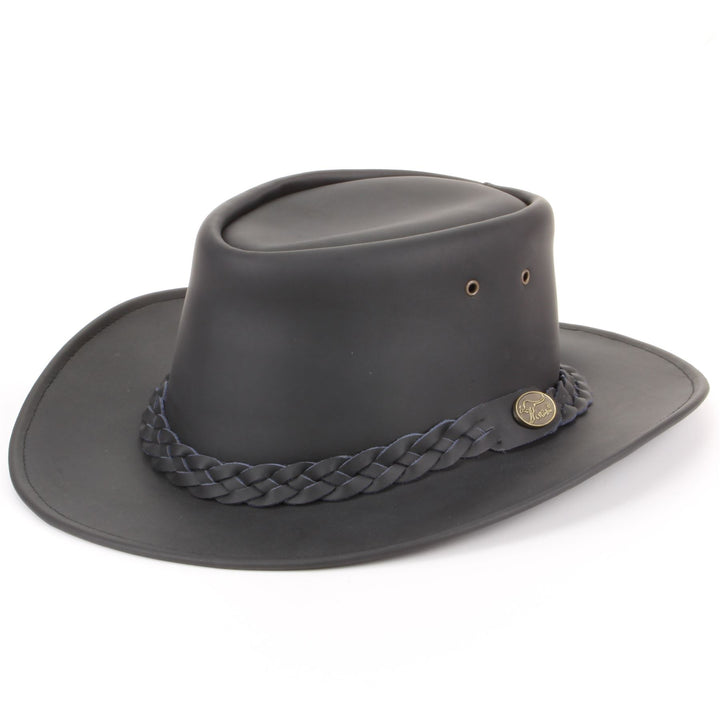 Genuine Leather Australian Cowboy Bush Hat - Black