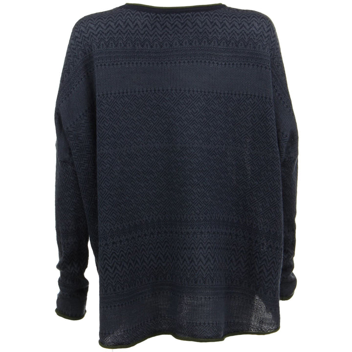 Wool Blend Knit Jumper with Nordic Fair Isle Design - Indigo Grape