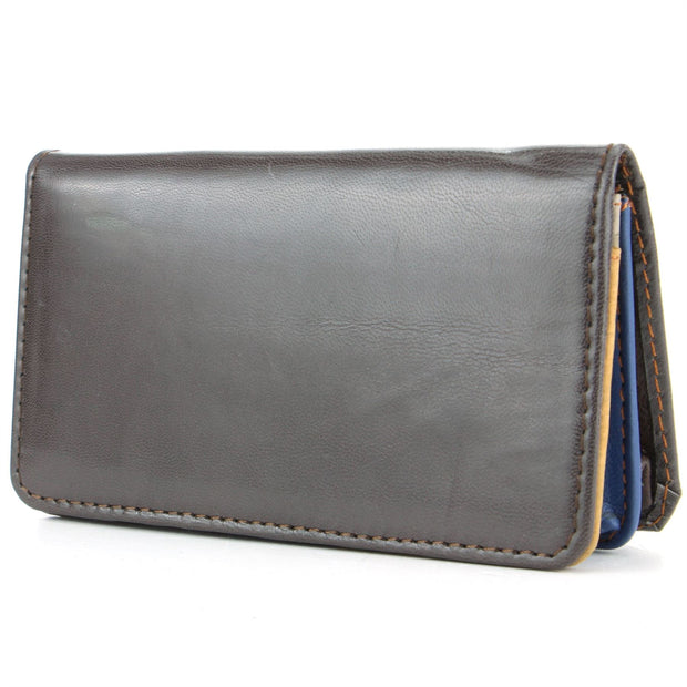 Real Leather Colourful Purse Wallet - Brown