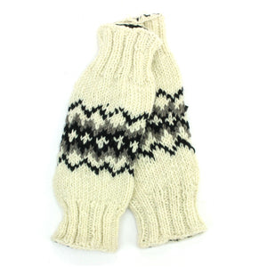 Handgestrickte Beinwärmer aus Wolle – Fairisle-Creme