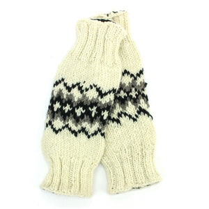 Hand Knitted Wool Leg Warmers - Fairisle Cream