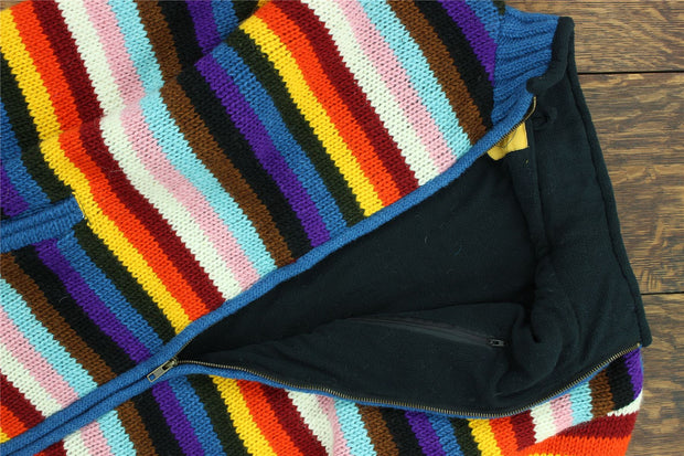 Hand Knitted Wool Jacket Cardigan - Stripe Progress Rainbow