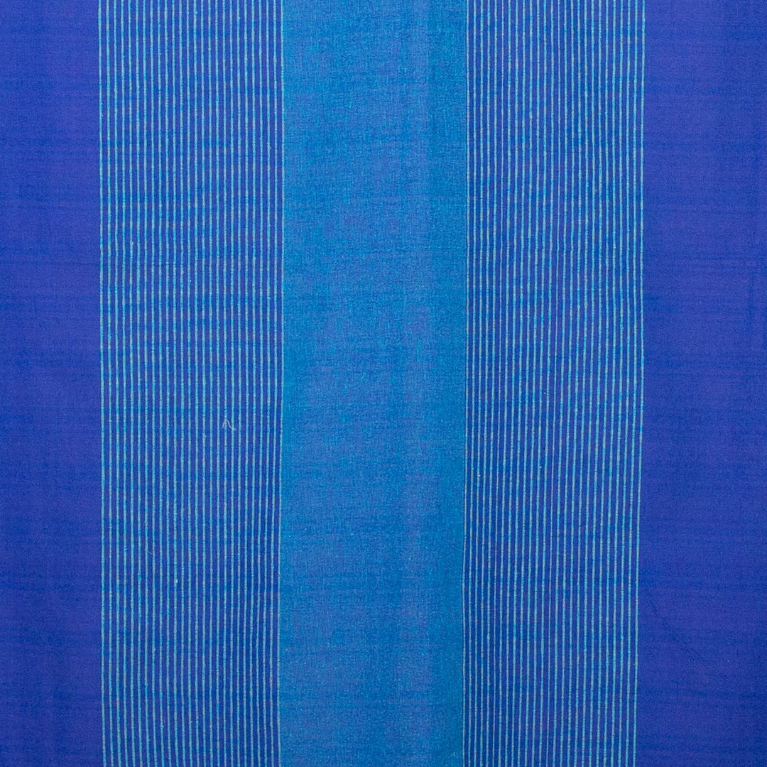 Striped Cotton Blanket With Tassel Edging - Cobalt