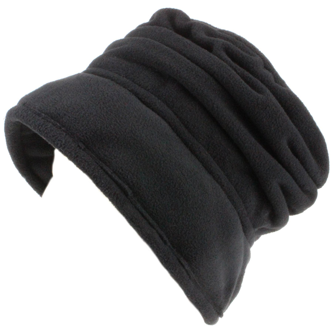 Pleated fleece cloche hat - Black