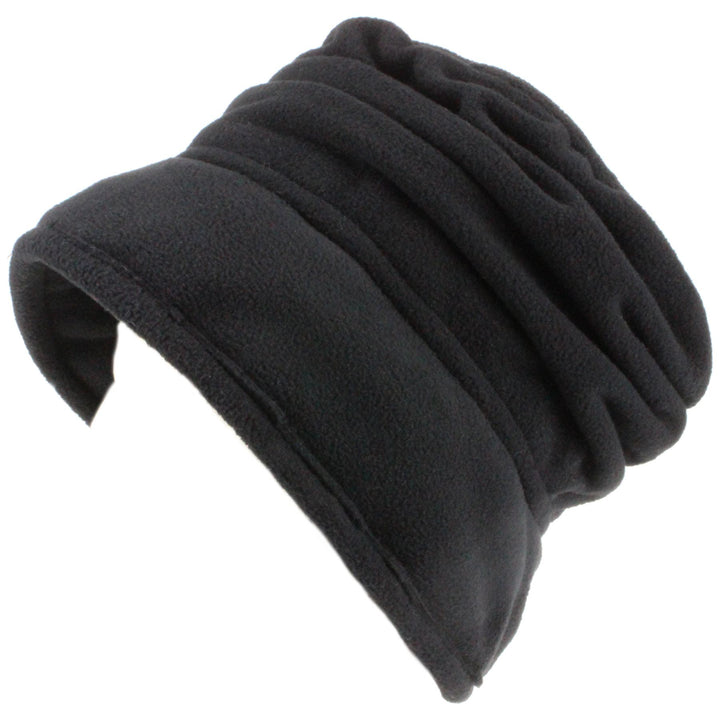 Pleated fleece cloche hat - Black