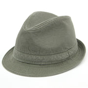 Cotton trilby hat with washed denim effect - Khaki