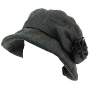 Ladies Wool Tweed Cloche Hat  - Green