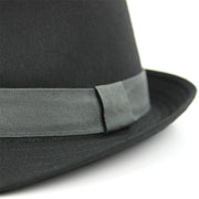 Cotton trilby hat with contrast band - Black