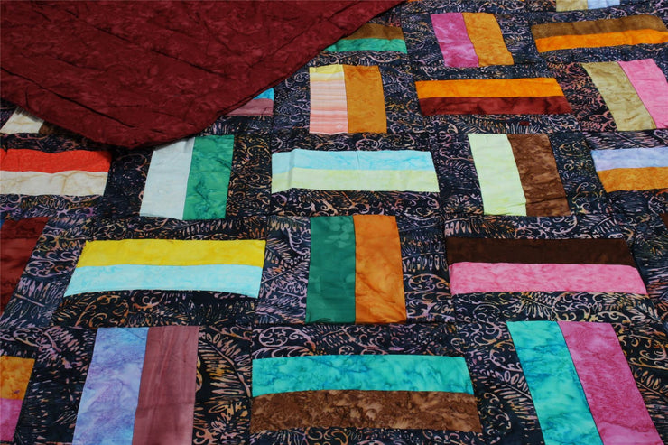 Handmade Quilted Patchwork Batik Printed Bedspread