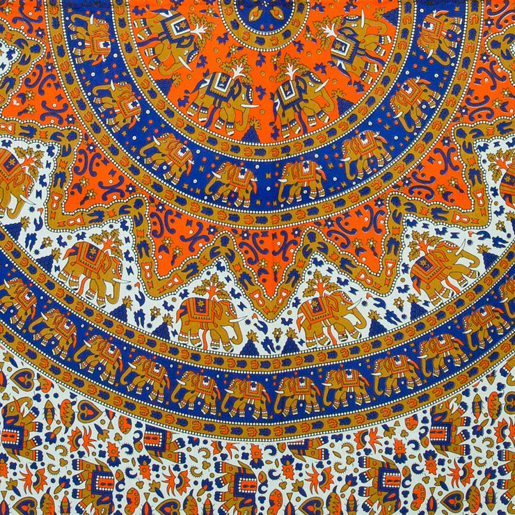 Block Printed Mandala Wall Hanging - Tiger Orange