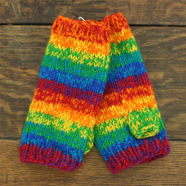 Hand Knitted Wool Arm Warmer - SD Shredded Rainbow