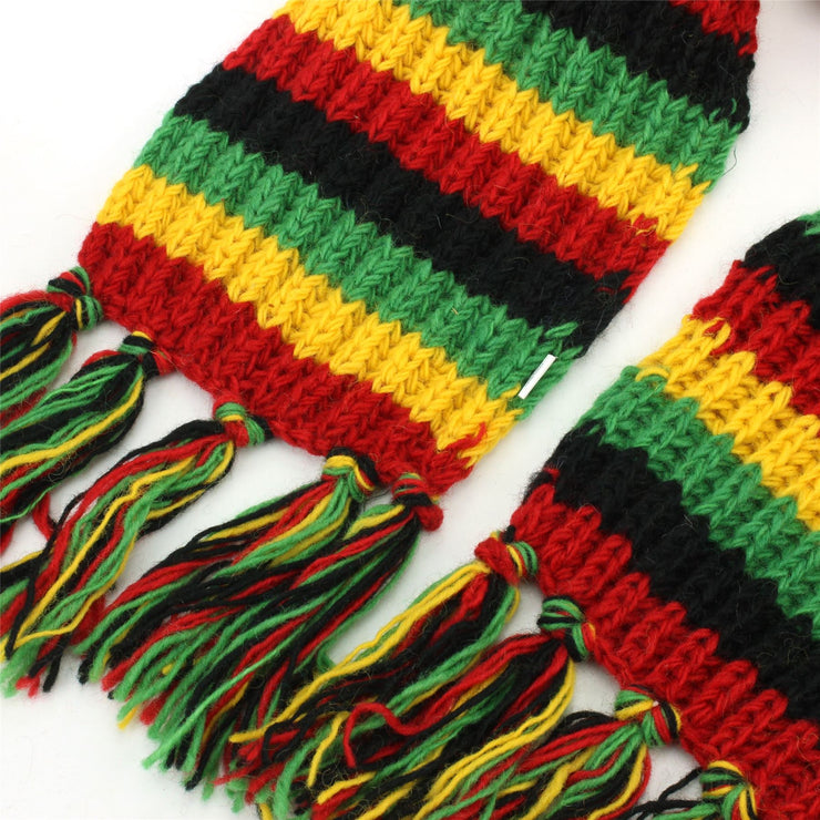 Hand Knitted Wool Scarf - Stripe Rasta