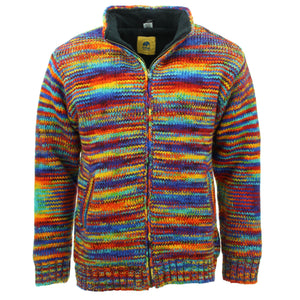 Cardigan veste en laine tricotée à la main - sd arc-en-ciel