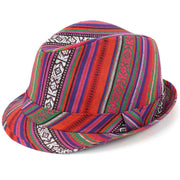 Aztec Print Trilby Hat - Red