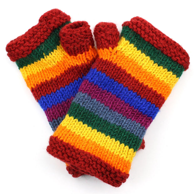 Wool Knit Arm Warmer - Stripe - Rainbow