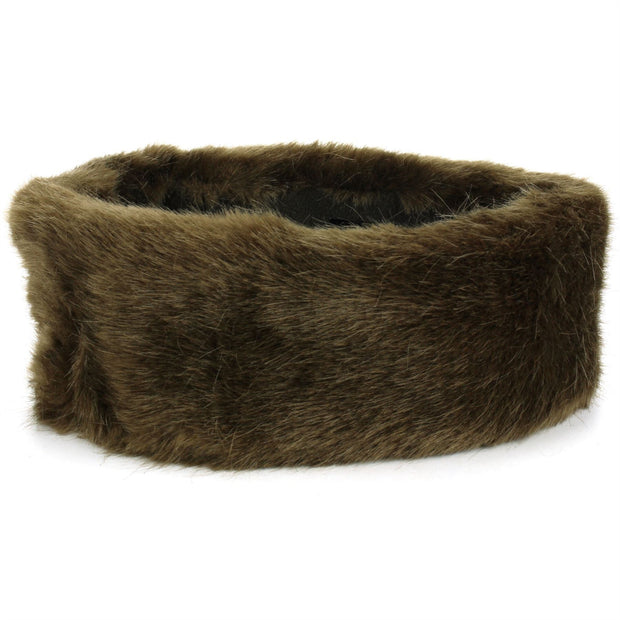 Elasticated Faux Fur Headband with fleece lining - Brown