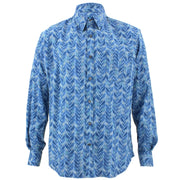 Tailored Fit Long Sleeve Shirt - Blue Leaves