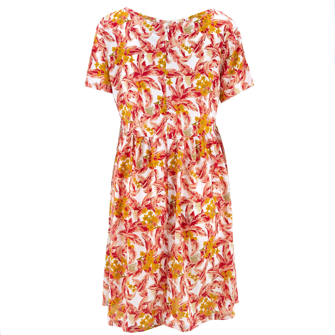 Empire Line Tea Dress - Red Palms