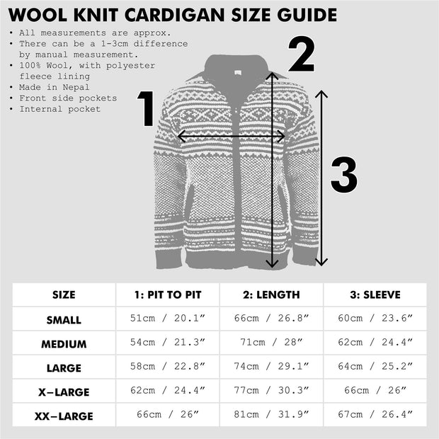 Hand Knitted Wool Jacket Cardigan - Fairisle Grey