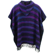 Hooded Square Poncho - Purple & Black