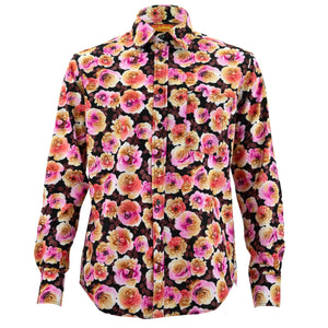 Regular Fit Long Sleeve Shirt - Blooming - Black Pink