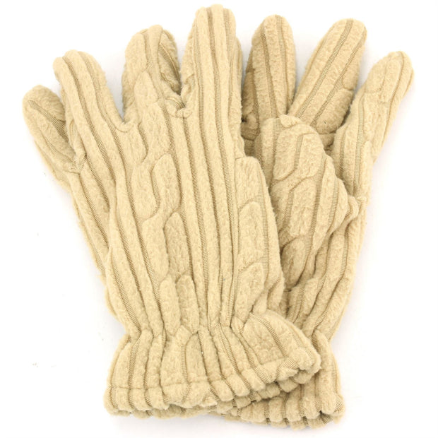 Thermal Ribbed Gloves - Beige - (Small)