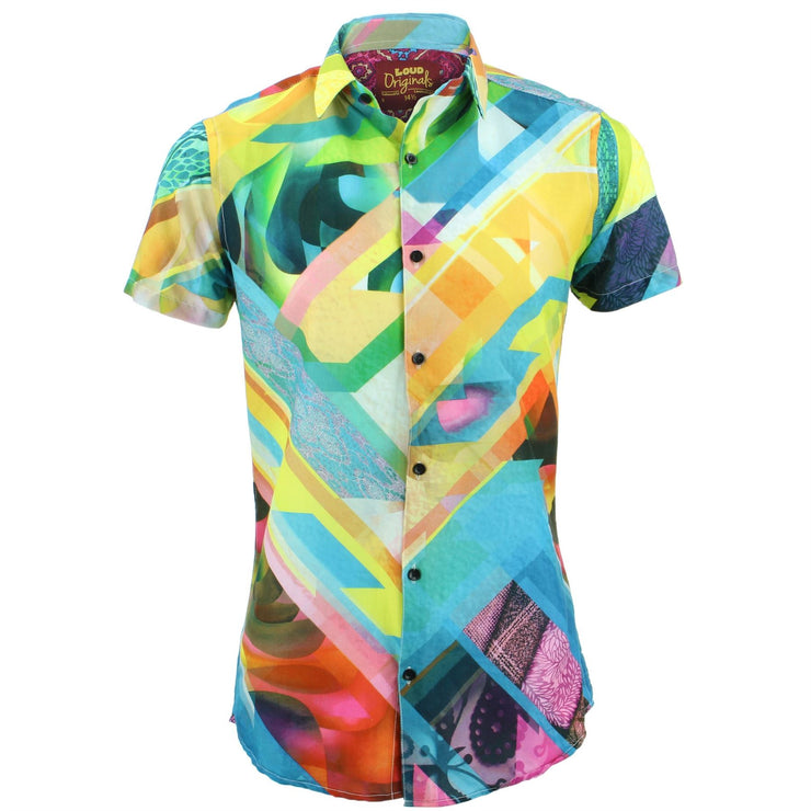 Tailored Fit Short Sleeve Shirt - Bright Diagonal Digital