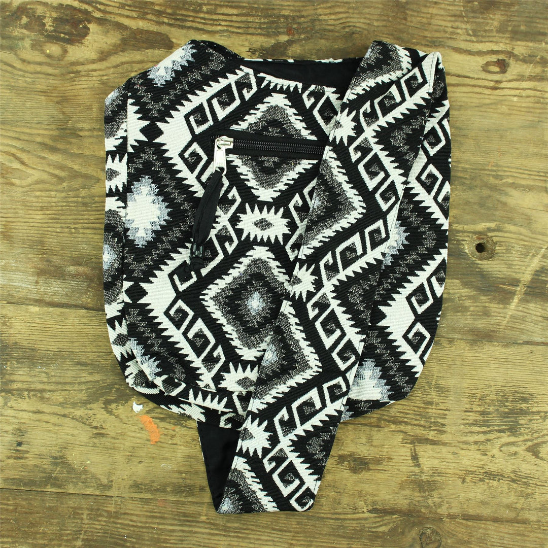 Cotton Canvas Sling Shoulder Bag - Aztec Black