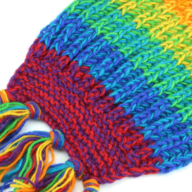 Long Chunky Knit Wool Multi Mix Scarf - Rainbow Space Dye