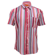 Tailored Fit Short Sleeve Shirt - Pink Aztec