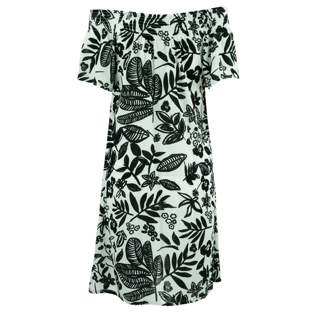 Shirred Comfy Dress - Mono Hibiscus