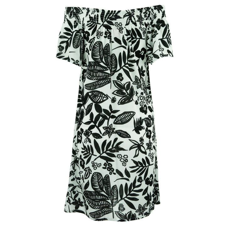 Shirred Comfy Dress - Mono Hibiscus