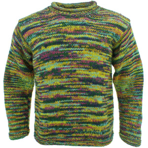 Pull en grosse laine tricotée Space Dye - vert contusion
