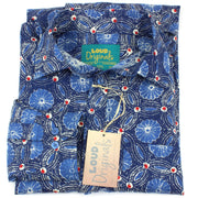 Regular Fit Long Sleeve Shirt - Blue Abstract Floral