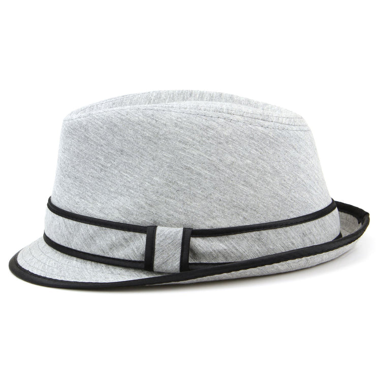 Simple grey cotton trilby hat with band and trim - Black