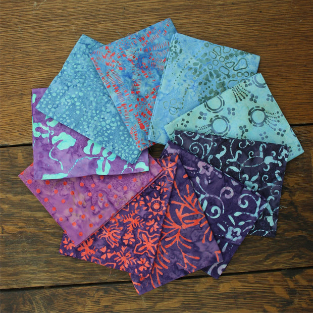 Fat Quarter - 10 Pieces of 19" x 20" Cotton Batik