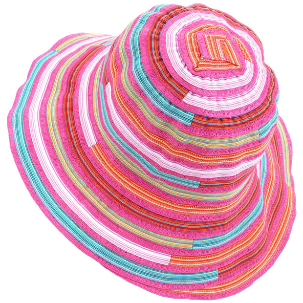 Ladies Multi Stripe Sun Hat - Pink
