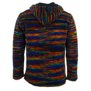 Hand Knitted Wool Hooded Jacket Cardigan - SD Black Rainbow