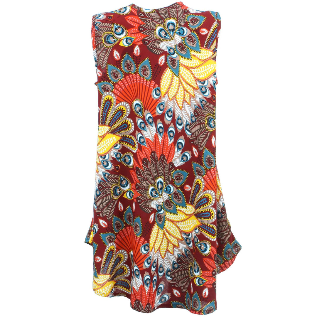 Tropical Hawaiian Swing Dress - Maroon