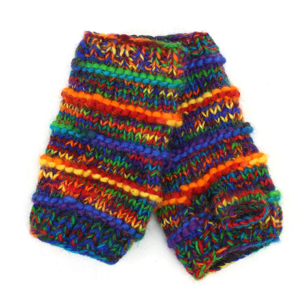 Hand Knitted Wool Arm Warmer - SD Rainbow Rib